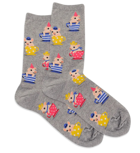 Teacup Pigs Grey Woman’s Socks-HOTSOX