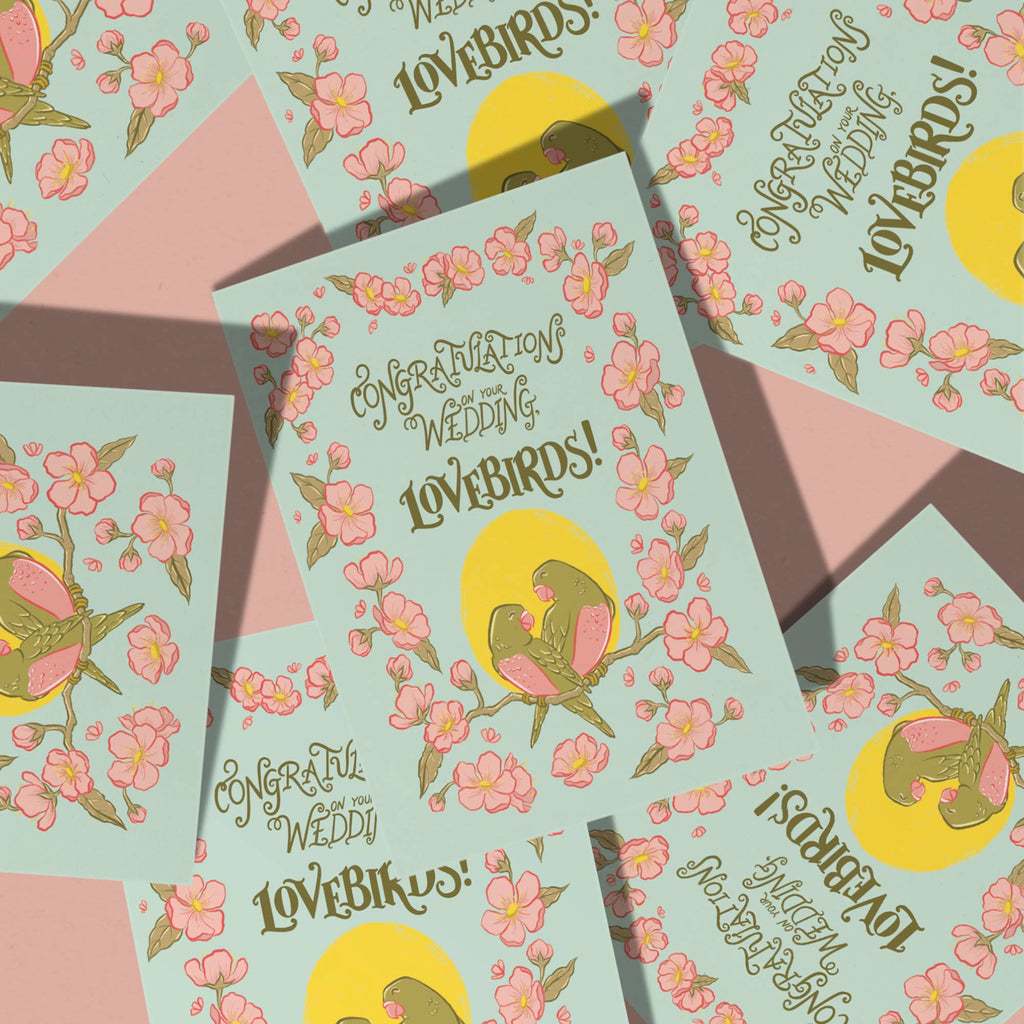 Lovebirds Wedding Congratulations Card