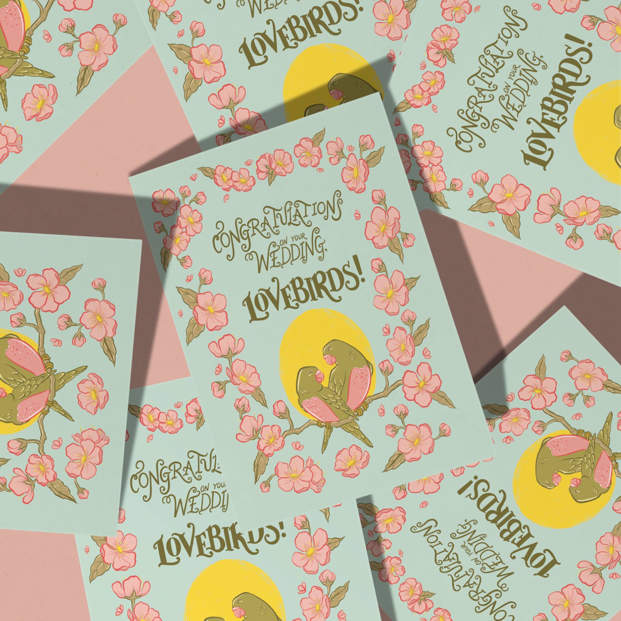 Lovebirds Wedding Congratulations Card