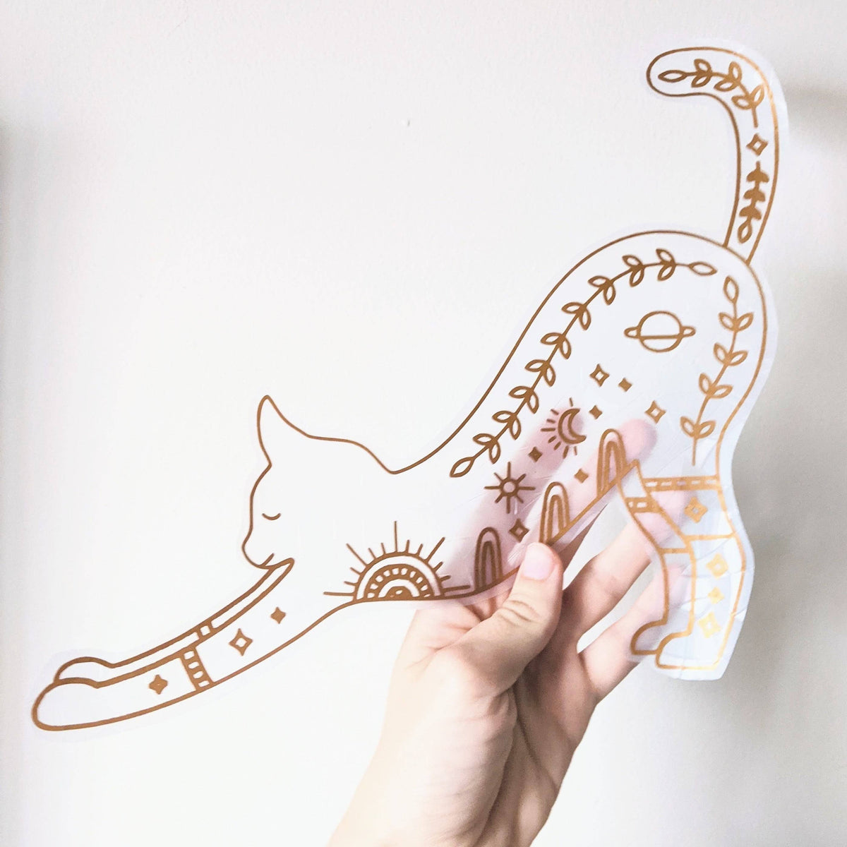 Stretching Cat Suncatcher | Rainbow Window Cling | Jumbo