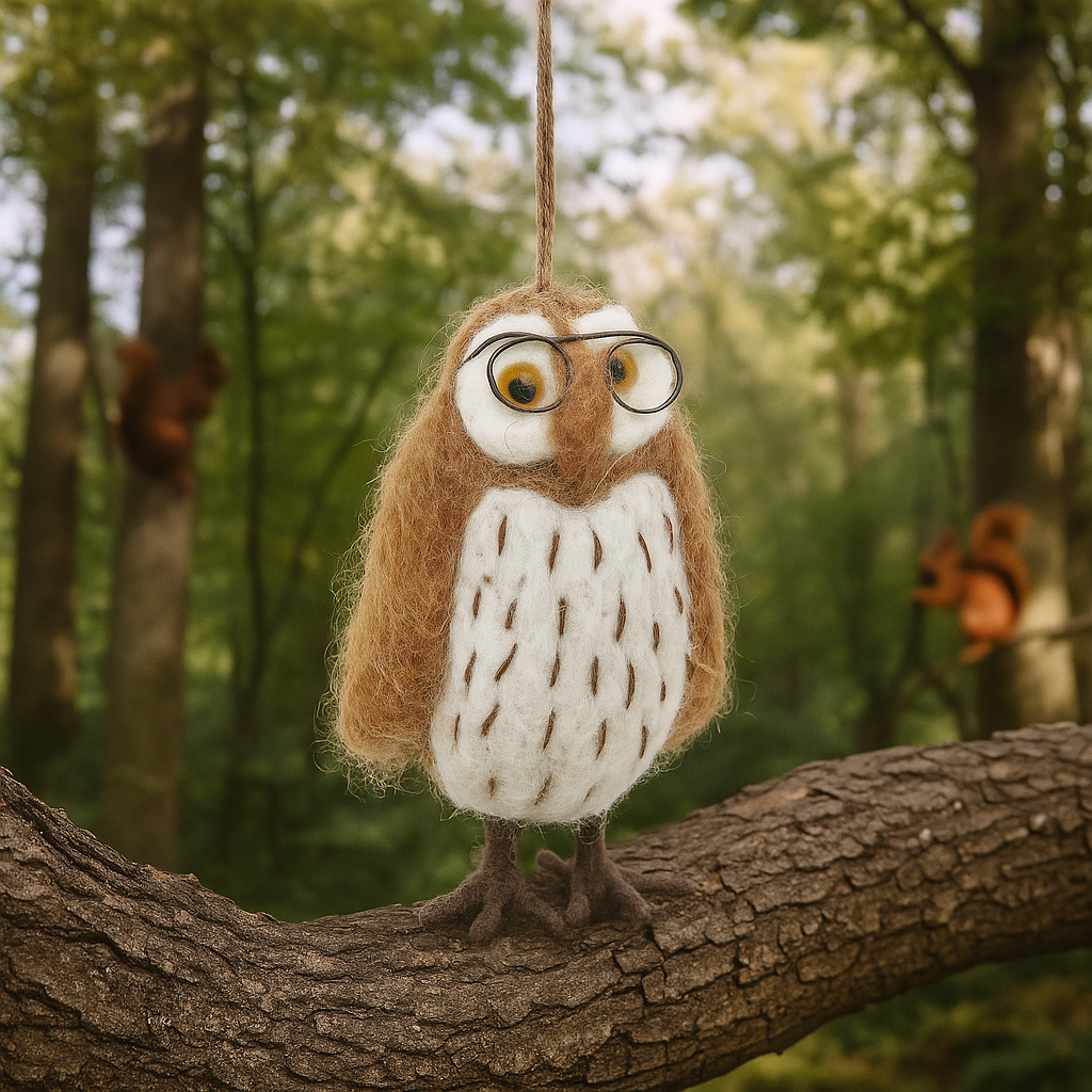 Handmade Felt Wilson the Wise Owl Hanging Bird Decoration