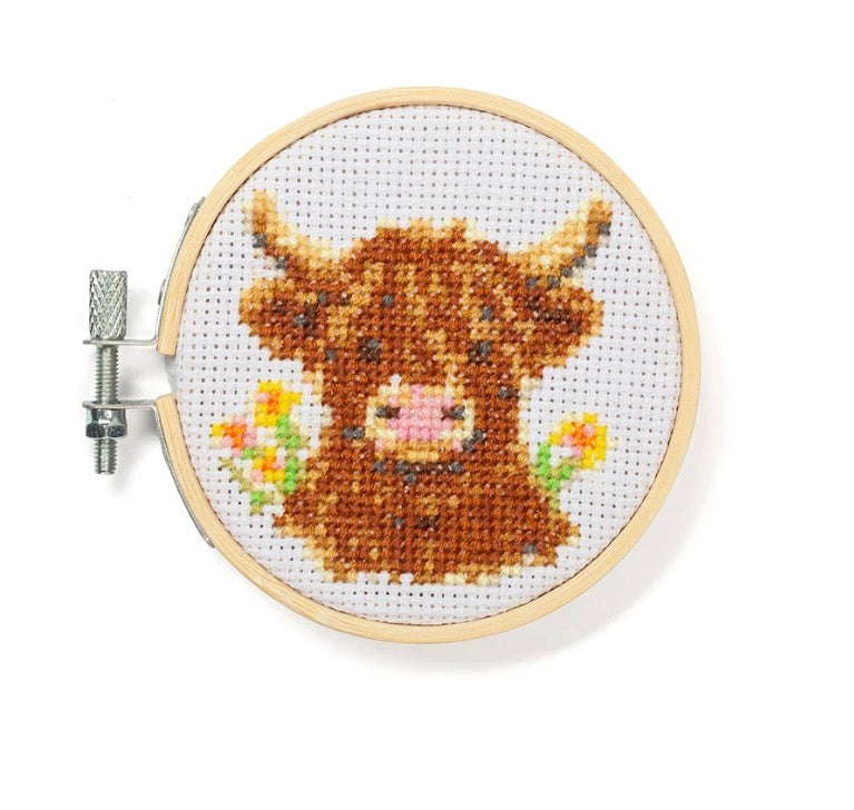 Mini Cross Embroidery- Highland Cow