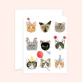 Birthday Cats Greeting Card: White