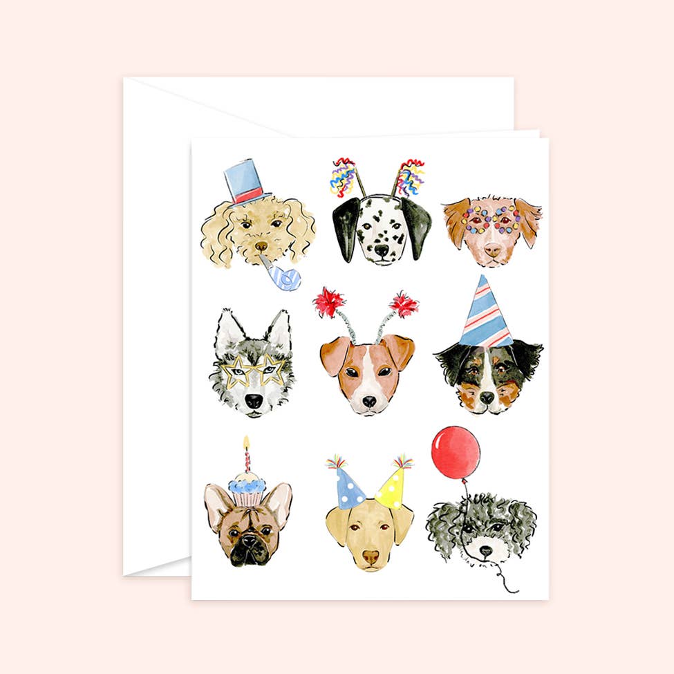 Birthday Dogs Greeting Card: White