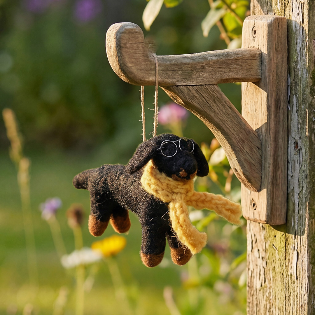 Handmade Felt Douglas the Dachshund Dog Decoration