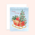 Happy Holidays Santa's Sleigh Christmas Card
