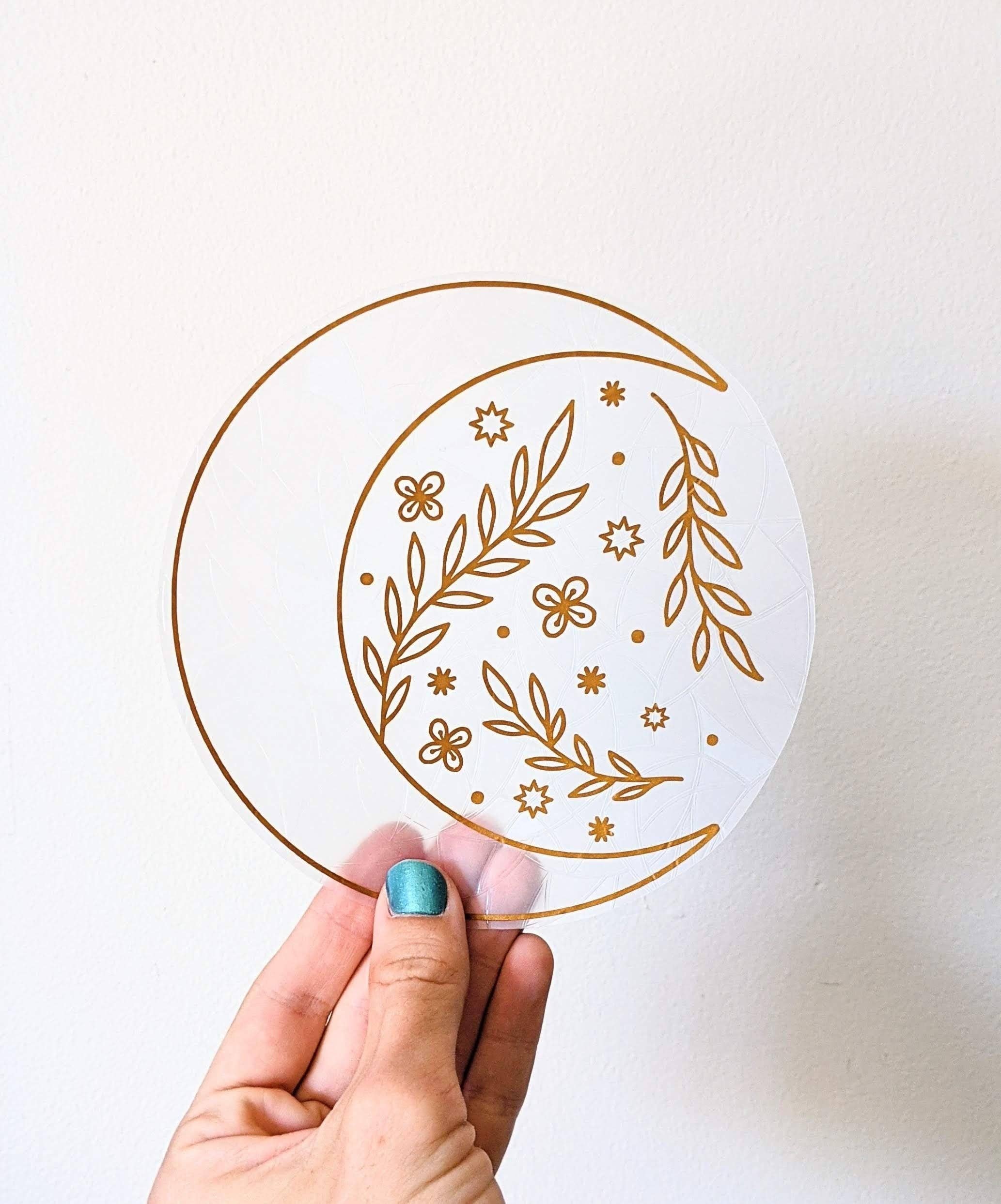 Floral Moon Suncatcher Sticker | Window Cling | Celestial
