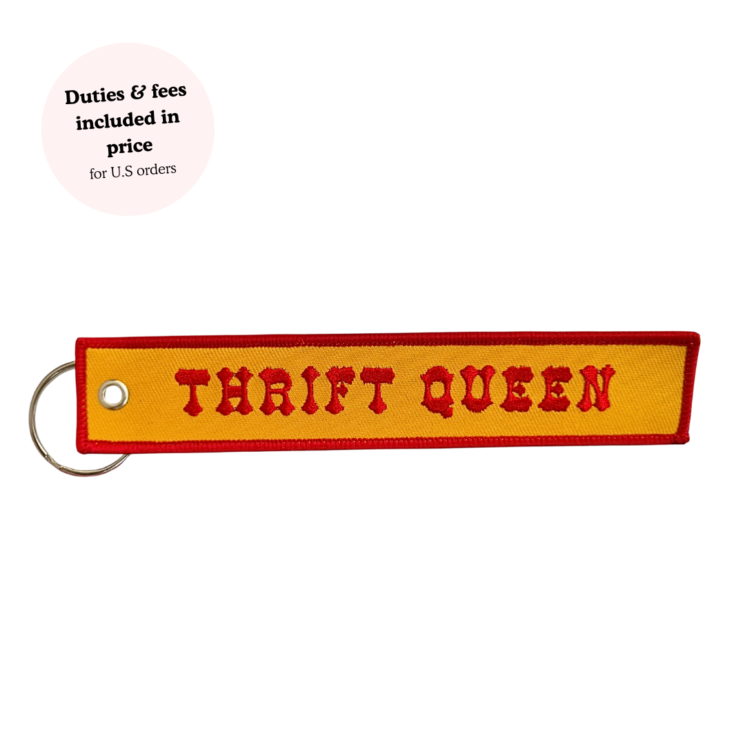 Thrift Queen Embroidered Keychain