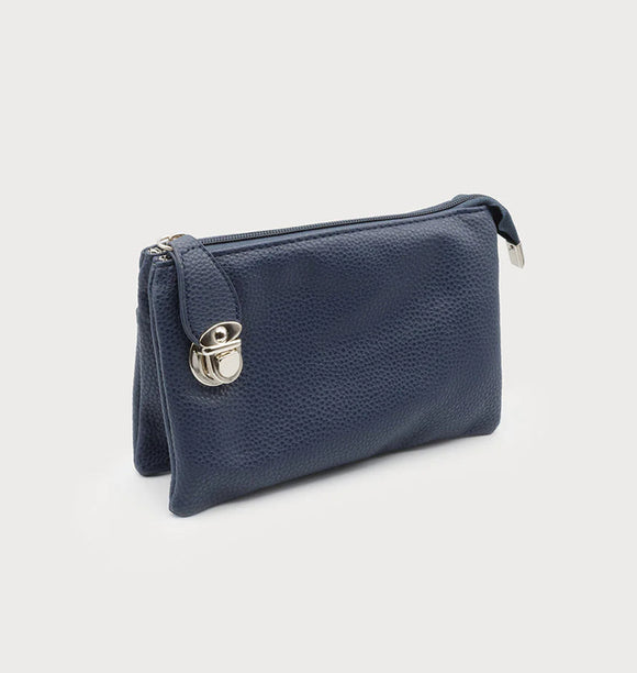 CROSSBODY BAG WITH MULTI POCKETS & REMOVABLE ADJUSTABLE STRAP & WRISTLET-IMITATION LEATHER 7012-NAV