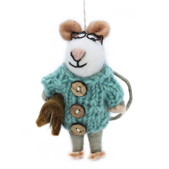 Handmade Felt Susie Mouse Biodegradable Hanging Decoration