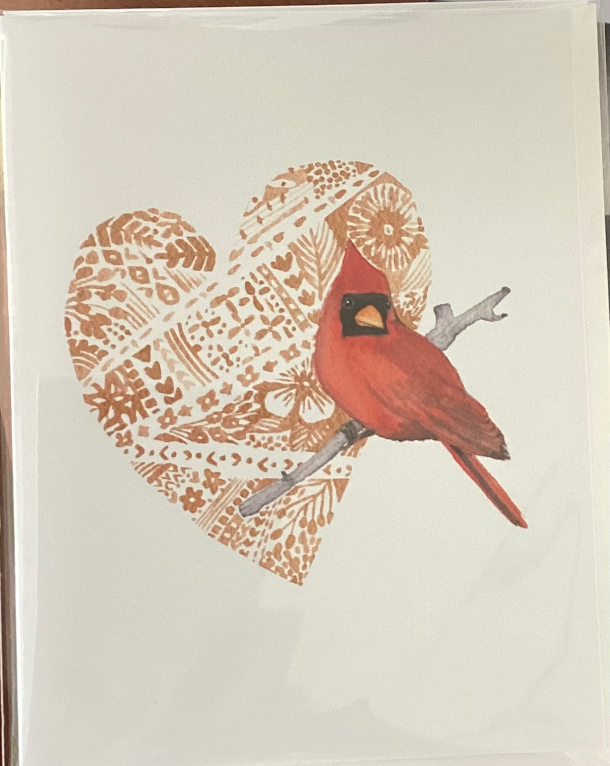 Cardinal on Golden Heart Card - Sarah Duggan