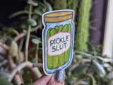 Pickle slut vinyl sticker, foodie merch for pickle lovers: Loose