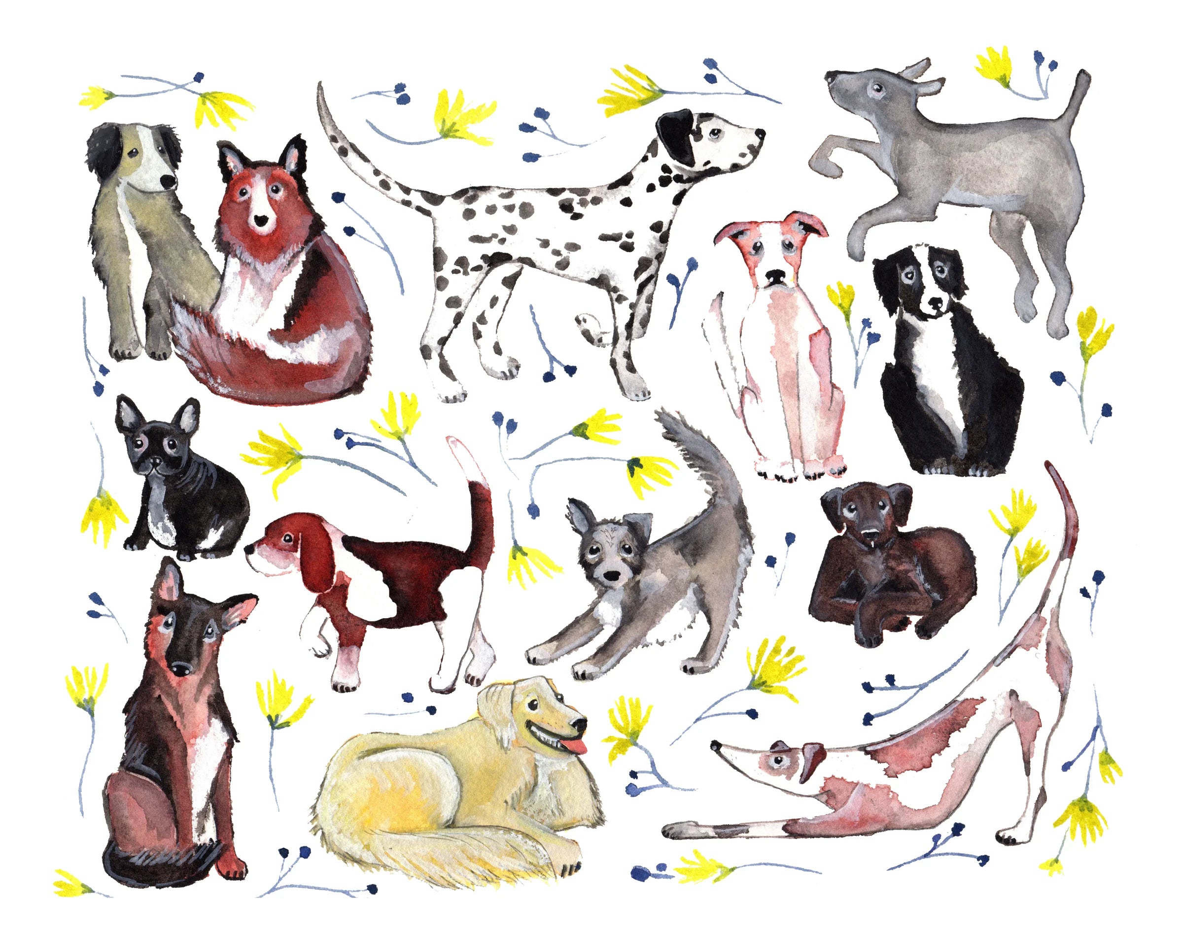 Dogs and Wildflowers Card - Sarah Duggan