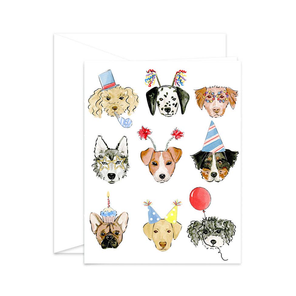 Birthday Dogs Greeting Card: White
