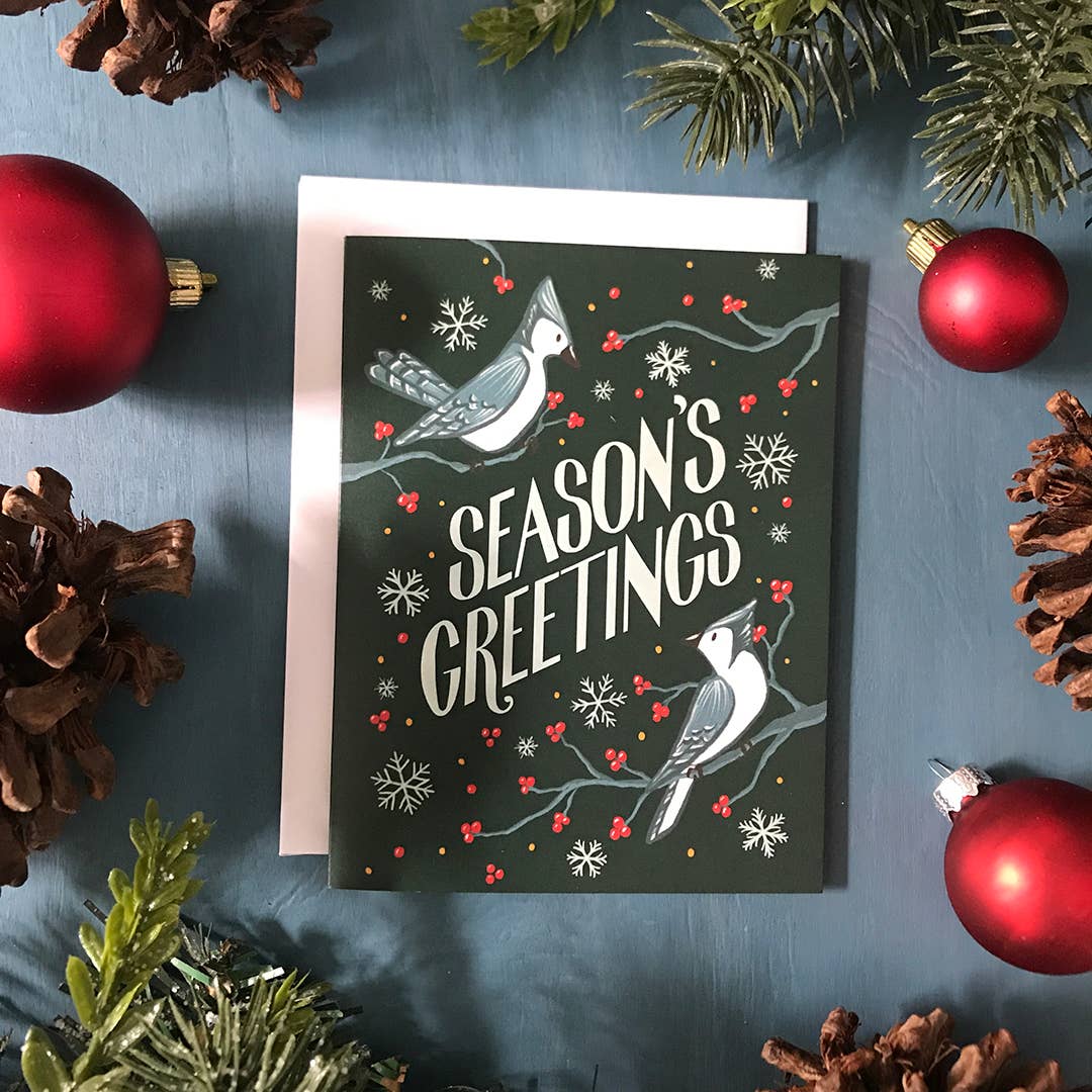 Blue Jay Season's Greetings Holiday Card