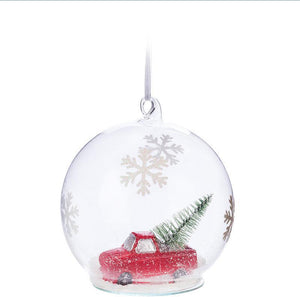 Truck With Tree in Globe Ornament