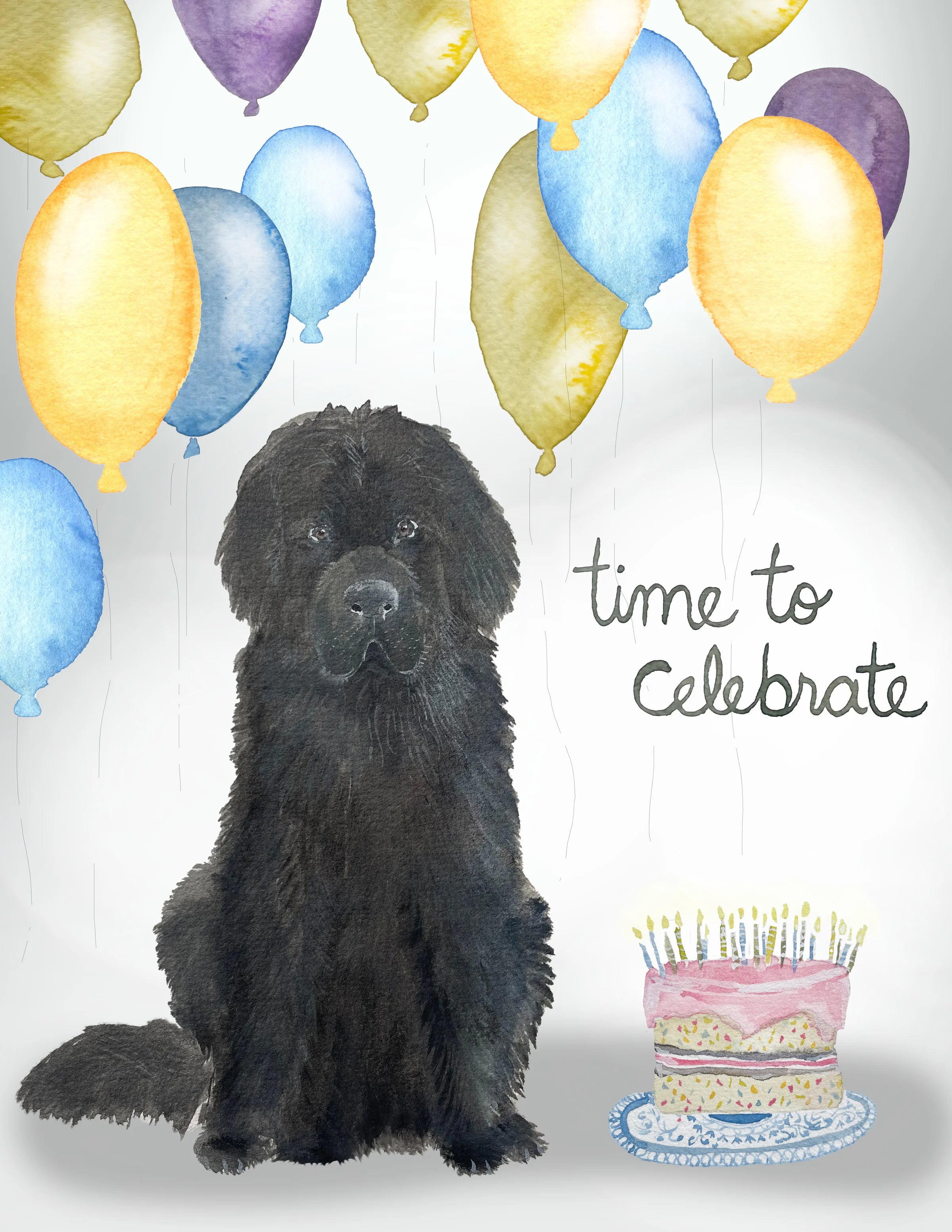 Time to Celebrate Newfoundland dog - Sarah Duggan Card