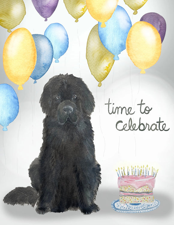 Time to Celebrate Newfoundland dog - Sarah Duggan Card