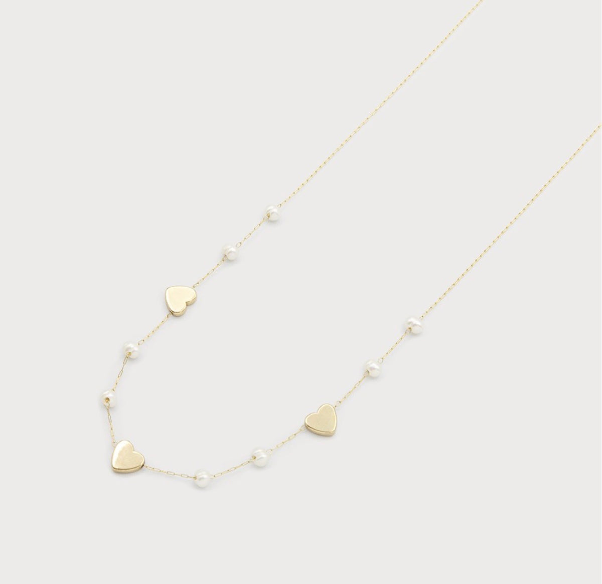 Small Beads And Hearts Gold Necklace 1844-GLD