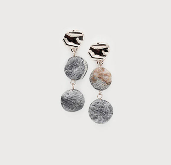 Hammered Discs With Stones On Posts 2732-GRY-S