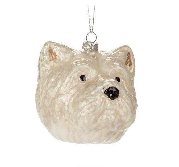 Westie Face Ornament 3.5”H