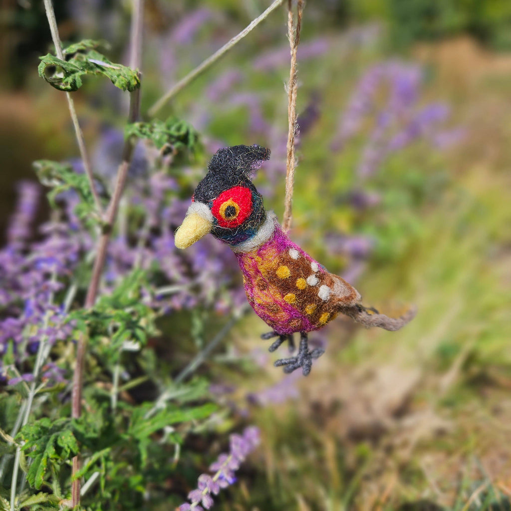 Handmade Felt Philippa the Pheasant Woodland Hanging Dec