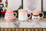 18 oz Pink Ceramic Santa Mug