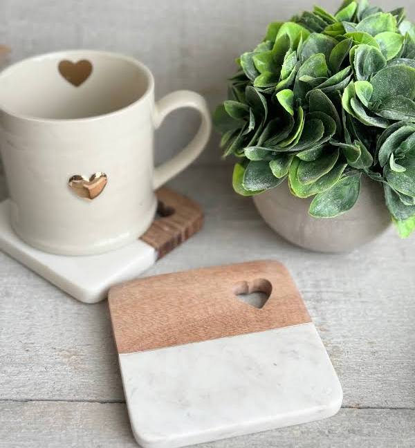 Square Coasters With Punched Heart Set of 4