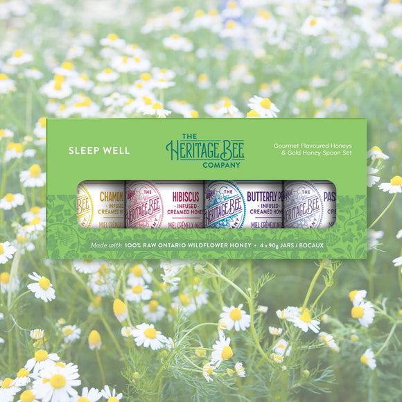 SLEEP WELL Gourmet Honey Gift Set & Gold Honey Spoon