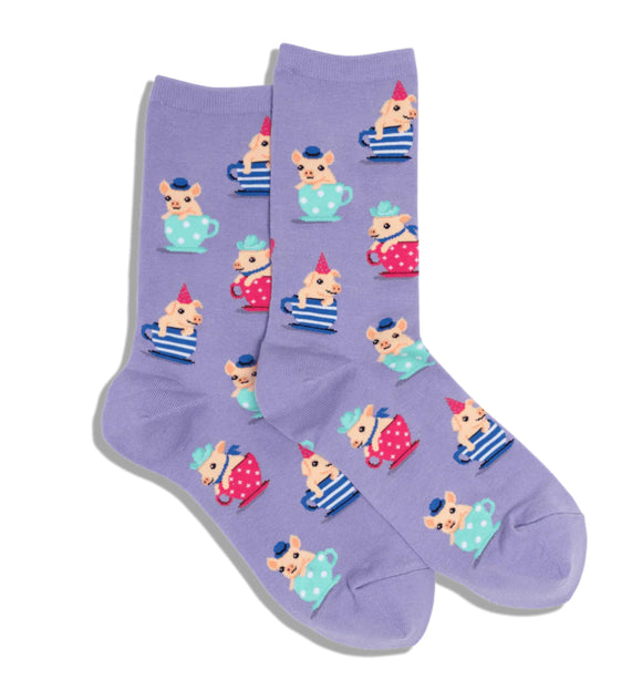 Teacup Pigs Woman’s Lavender Socks-HOTSOX