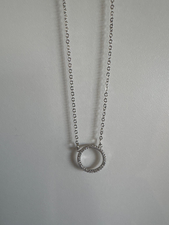 Rhinestones Circle Silver Chain 1796