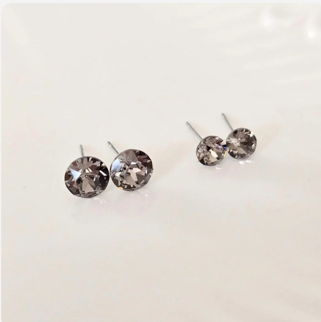 Crystal “Greige” Studs 8mm