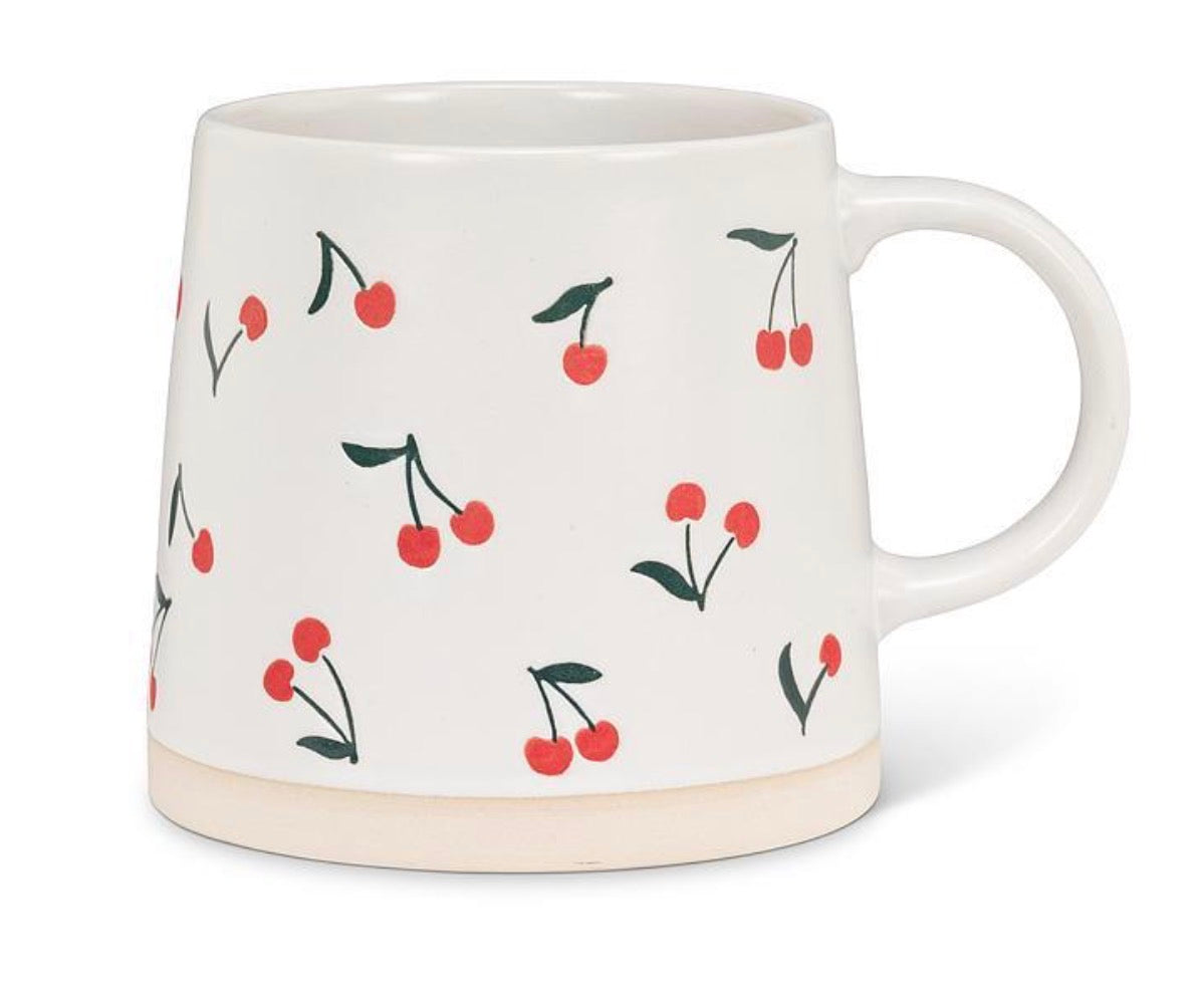 Wide Base Mug With Cherries