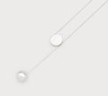 Delicate Slip On Chain Necklace With Metallic Sphere Pendant 1327-Silver