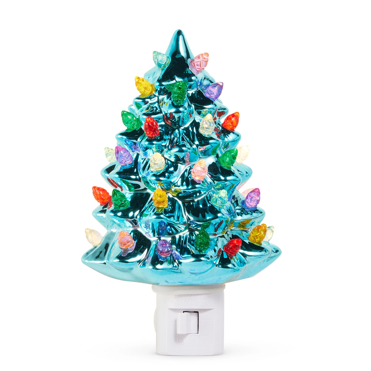 6” Blue Metallic Vintage Tree Night Light