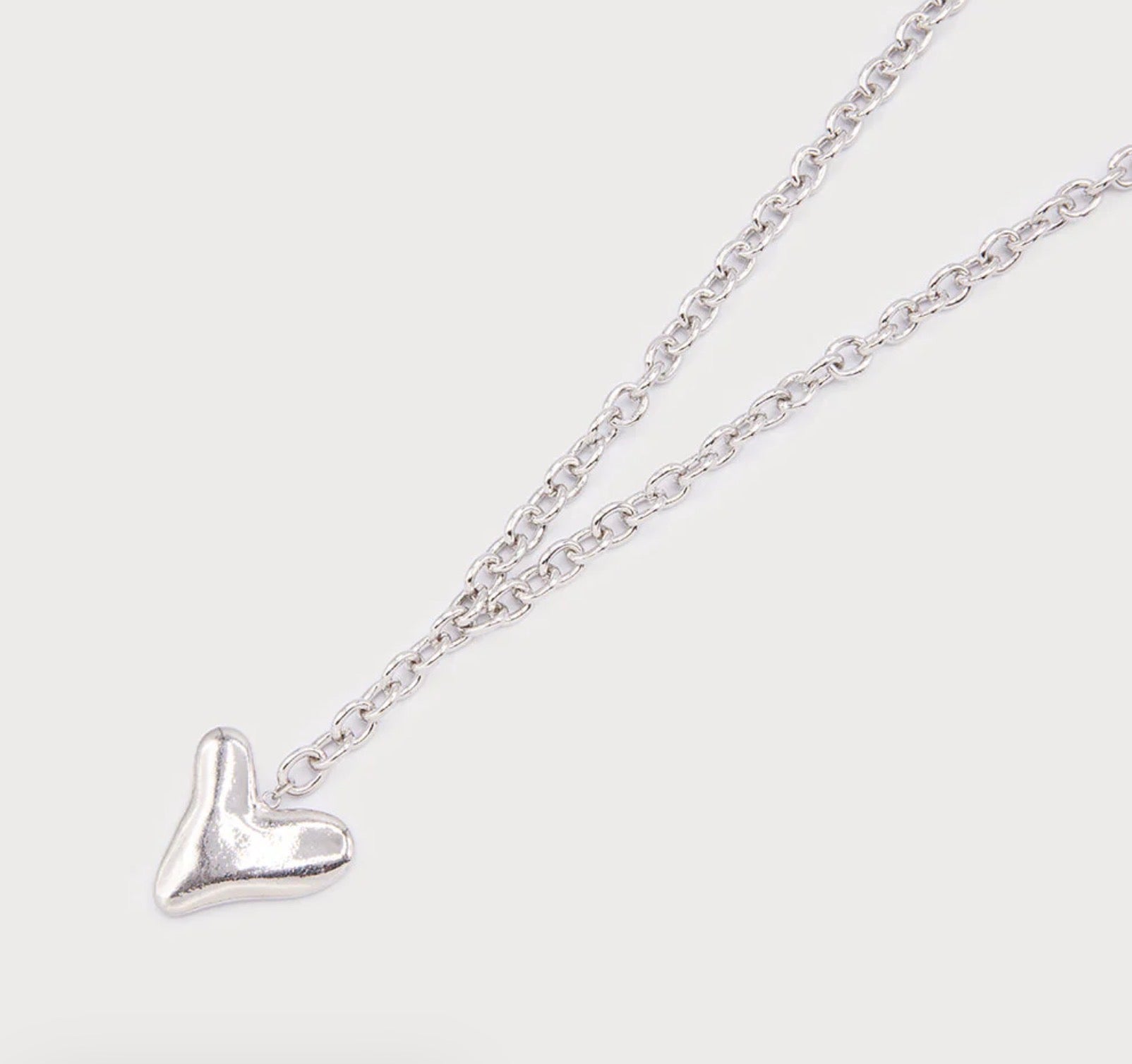 Long Heart Pendant On Chain 1820-Silver