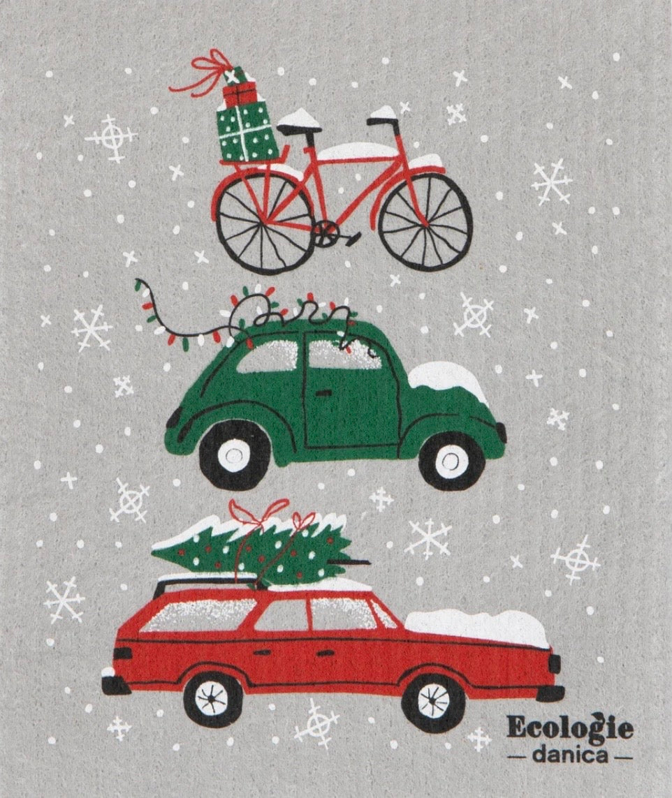 Holiday Traffic Christmas Swedish Dishcloth