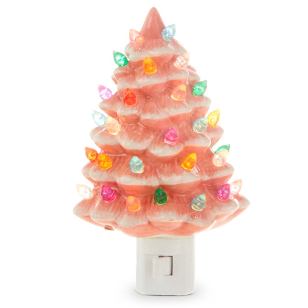 6” Vintage Christmas Tree Night Light - Pink