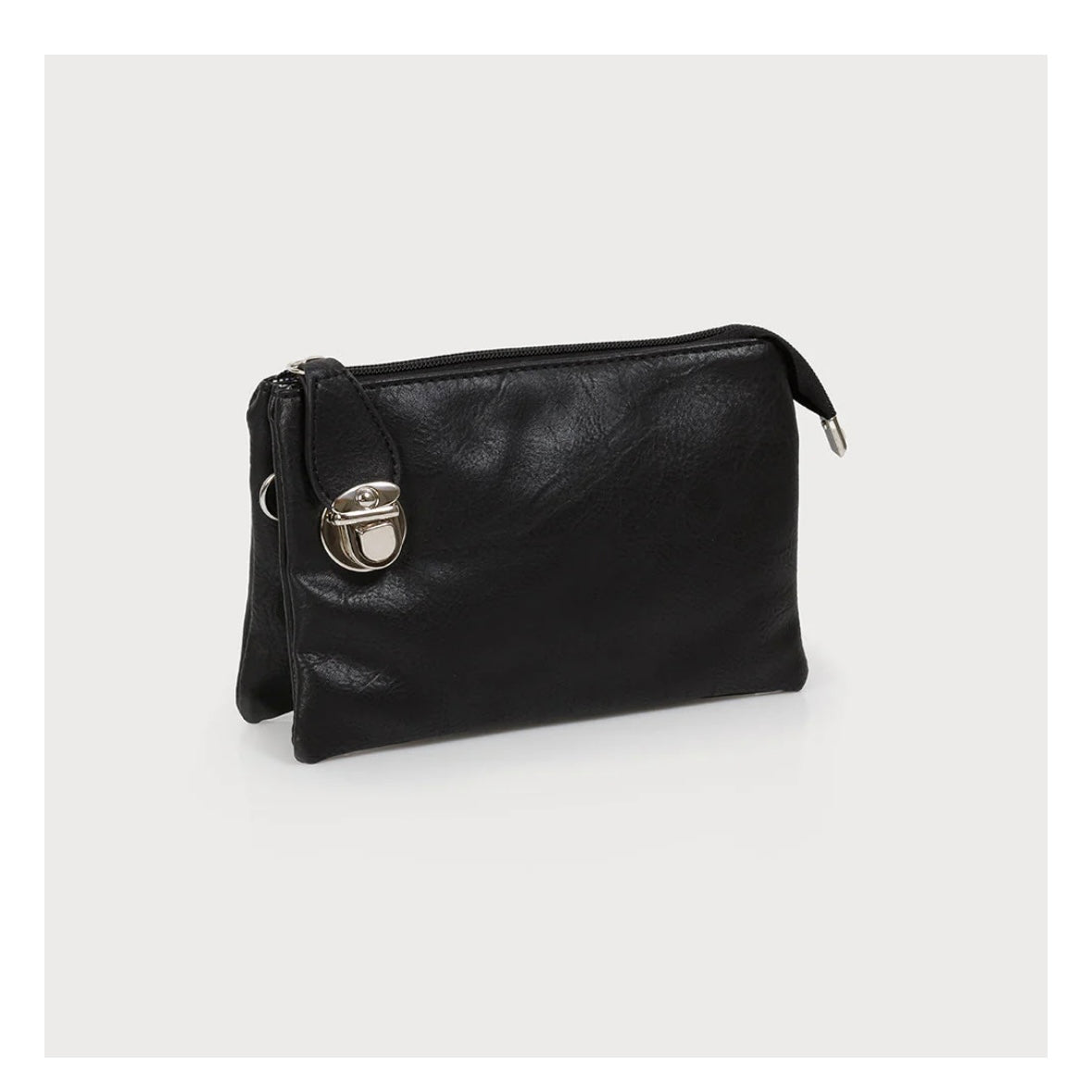 Crossbody bag with multi pockets & removable adjustable strap & wristlet 7012-BLK-E