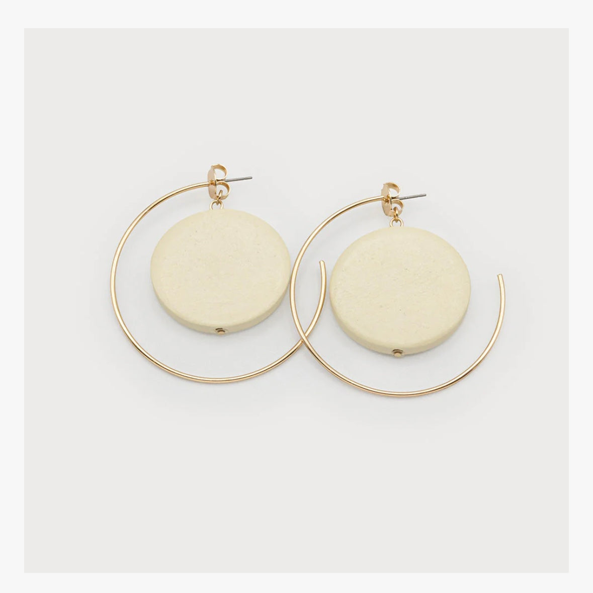 Hoops with Wood Disc Insert 2703-GLD