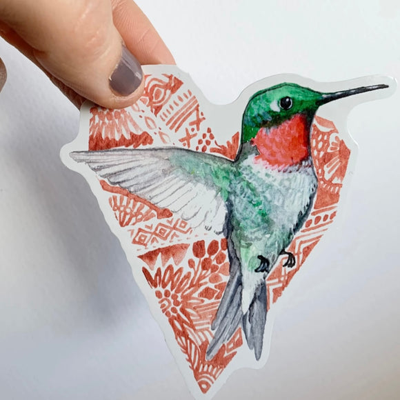 Hummingbird Heart Sticker