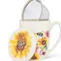 Sunflowers & Bees Covered Mug & Strainer