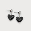 Small resin heart on textured metal heart in stainless steel 2842-BLK-S