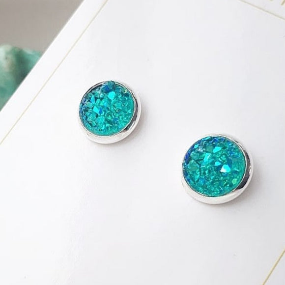 Teal Studs 8mm