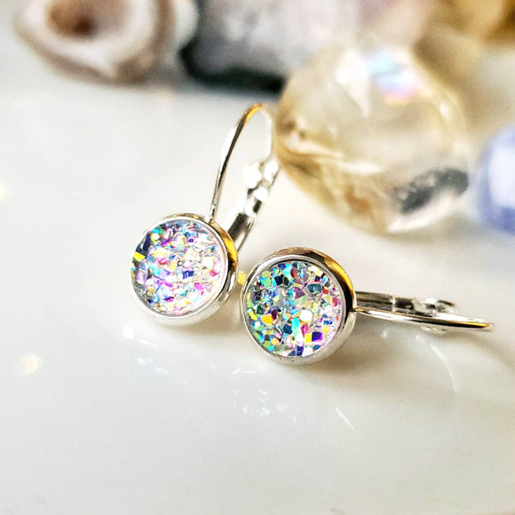 Crystal Lever Back 8mm Earrings