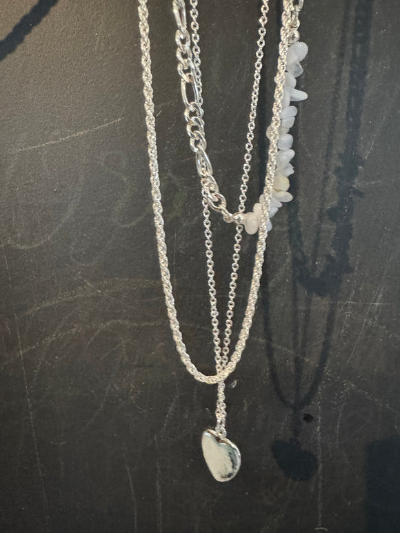 3 Separate Necklaces with Semi Precious Stones 1734-BLU-S