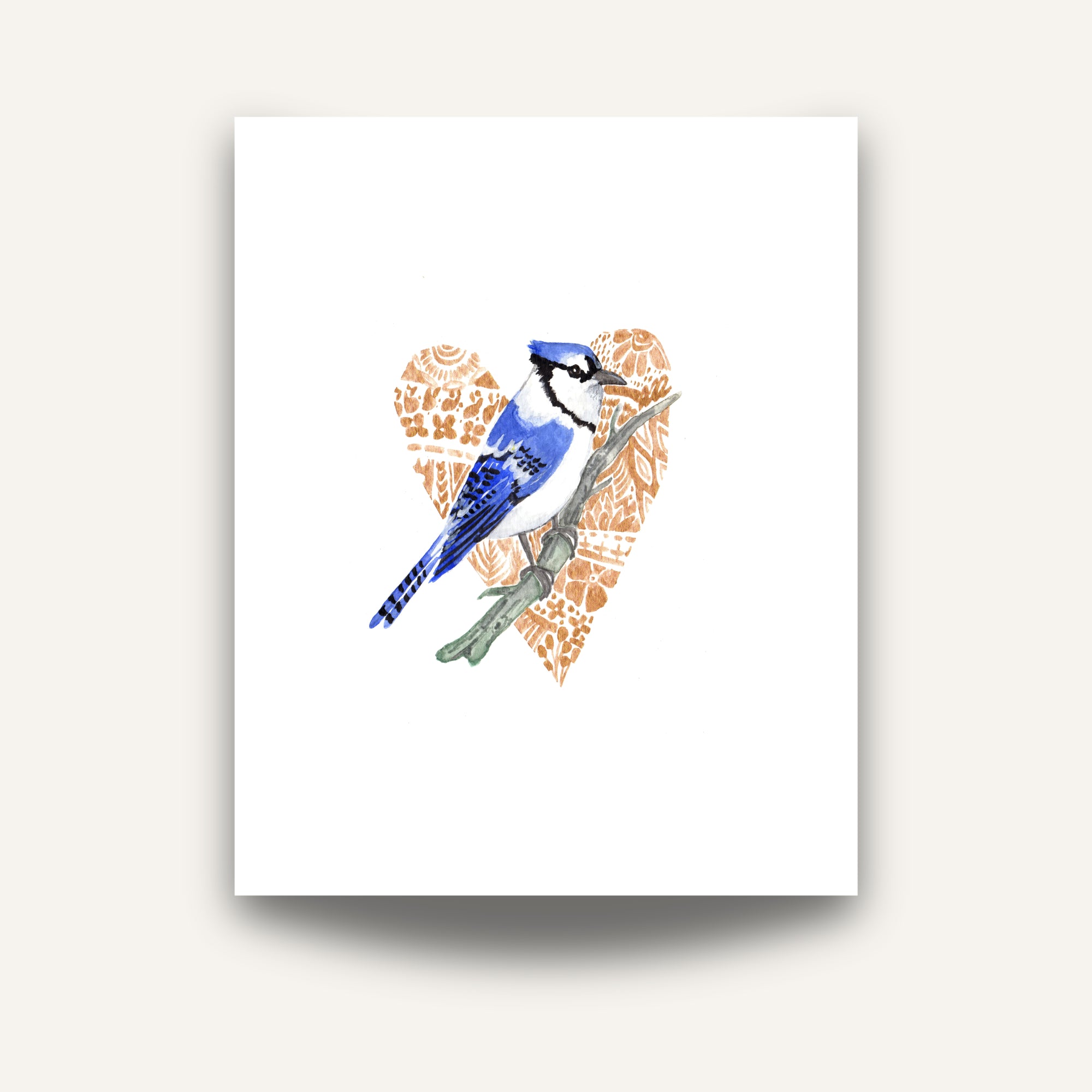 Blue Jay and Heart Card