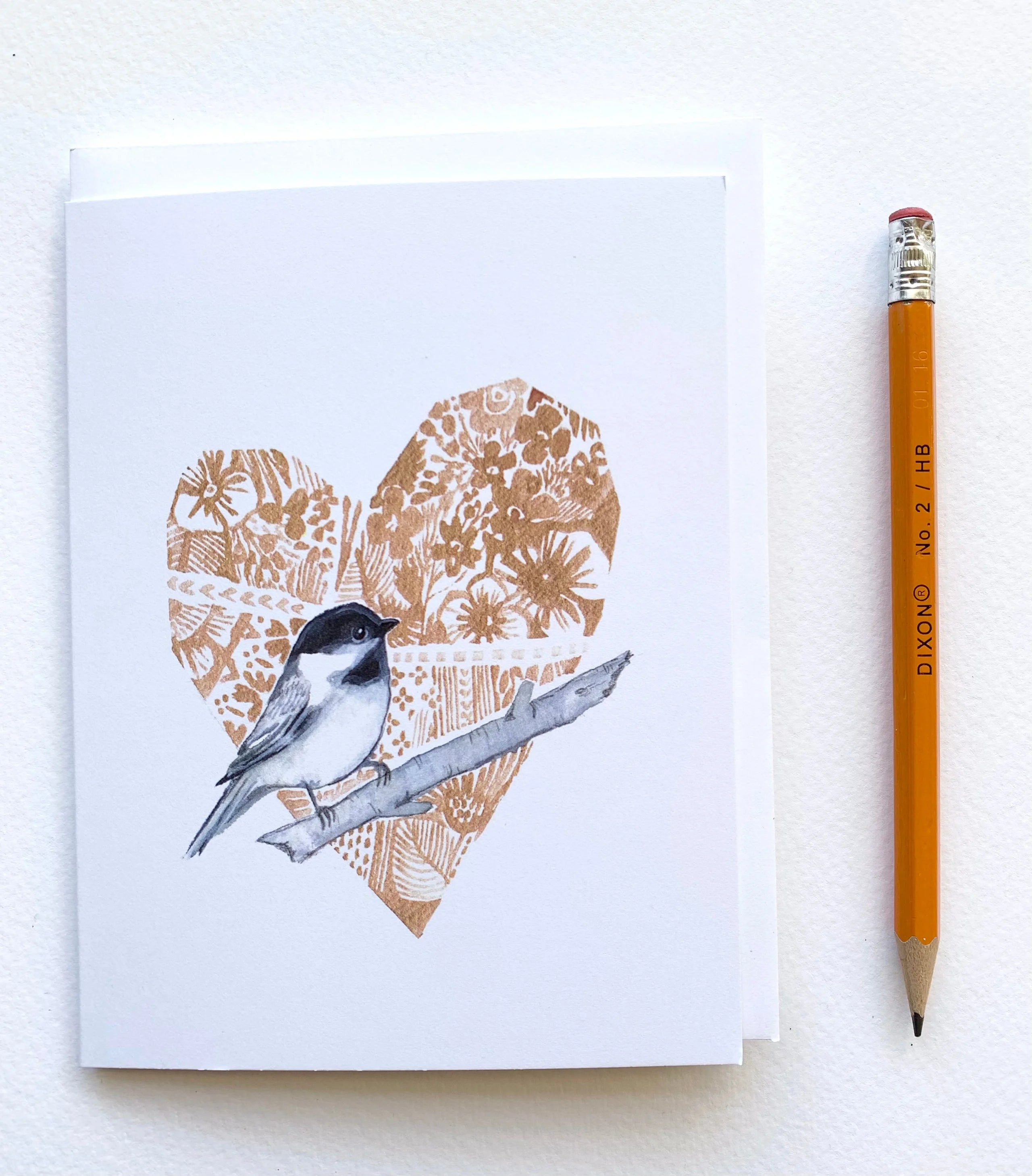 Chickadee and Heart Card