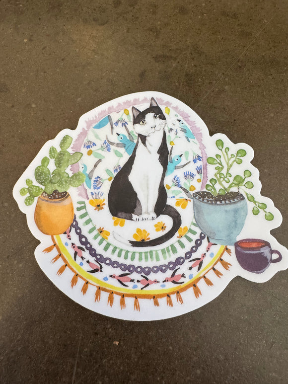 Cat & Plants Sticker