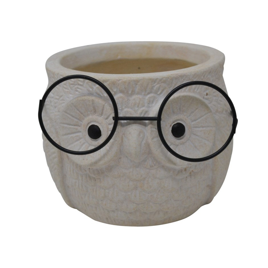 Owl Pot with Glasses
